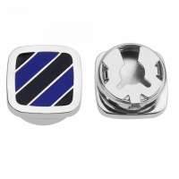 Blue Tone Diagonal Stripe Button Cover Cufflinks for Shirt