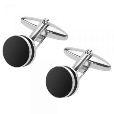 Special Double Layer Custom Design Black Enamel Cufflinks