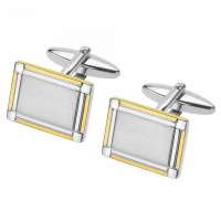 Aformen Brushed Silver with Gold Frame Metal Bulk Cufflinks