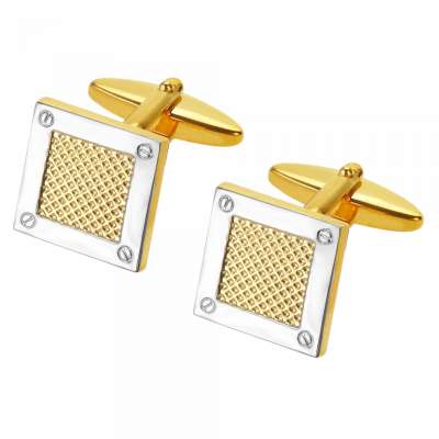 Classy Silver and Gold Spot Two Tone Button Cover Cufflinks