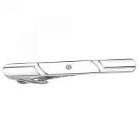 60mm Mens Classic Etched Lines Crystal Tie Bar Clip