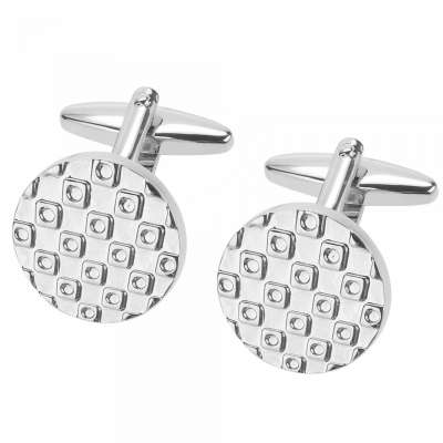 Silver Classic Round Cufflinks with Engraved