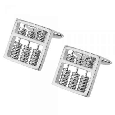 Funny Movable Silver Abacus Bank Cufflinks