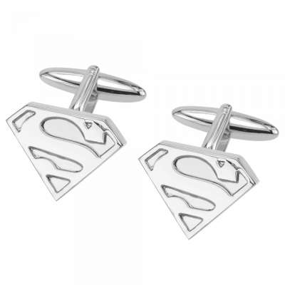 Mens Silver Superman Logo Superhero Comics Cufflinks