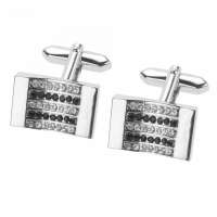 Unique Mens Modern Black and Silver Crystal Cufflinks