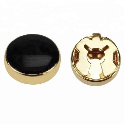 Black Enamel Gold Custom Button Cover