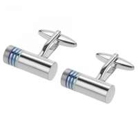 Silver Bar Blue Tonal Enamel Cufflinks Custom