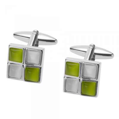 Square Green Cateye Cufflinks