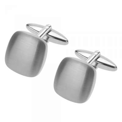 Brush Silver Rhodium Plated Shirt Cufflinks Square