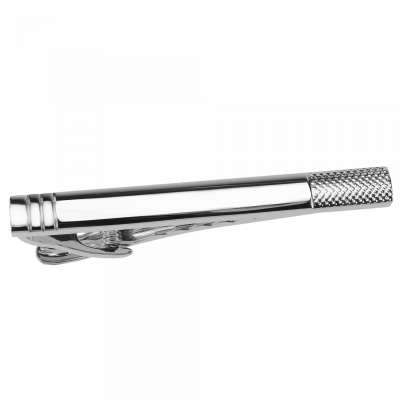 61mm Silver Grid Neck Tie Clip for Men