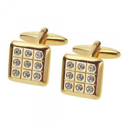 Personalised Gold Wedding Day Crystal Cufflinks