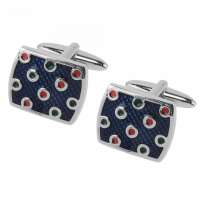 Custom Blue Enamel with Red & Green Dots Cufflinks