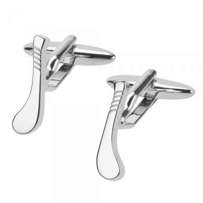 Mens Silver Hockey Stick Sports Cufflinks