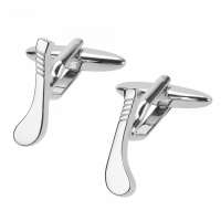 Mens Silver Hockey Stick Sports Cufflinks