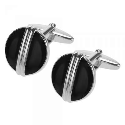 Fashion Personalised Black Enamel Round Cufflinks Online