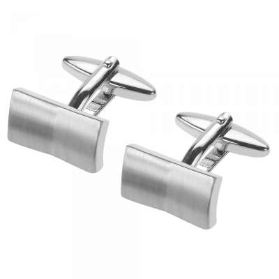 Brushed Silver Metal Brass Infinity Cufflinks Men