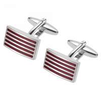 Perfect Customised Red Enamel Striped Cufflinks for Men