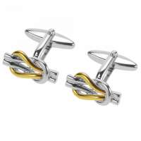 Silver and Gold Two Tone Metal Rope Knot Cufflinks