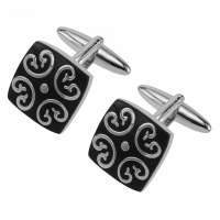 Personalised Silver and Black Male Cufflinks